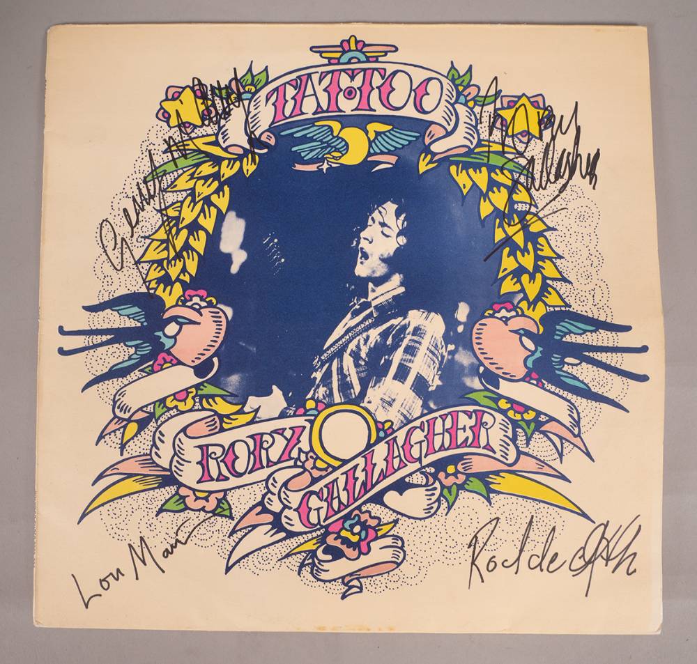 Rory Gallagher. Tattoo album signed by Rory Gallagher and three others from his band at Whyte's Auctions