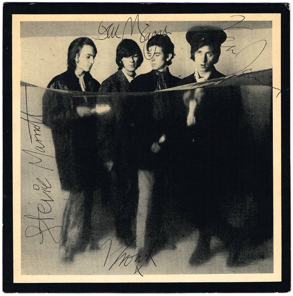 The Small Faces. 1968 Promotional card signed by all four members of the band. at Whyte's Auctions