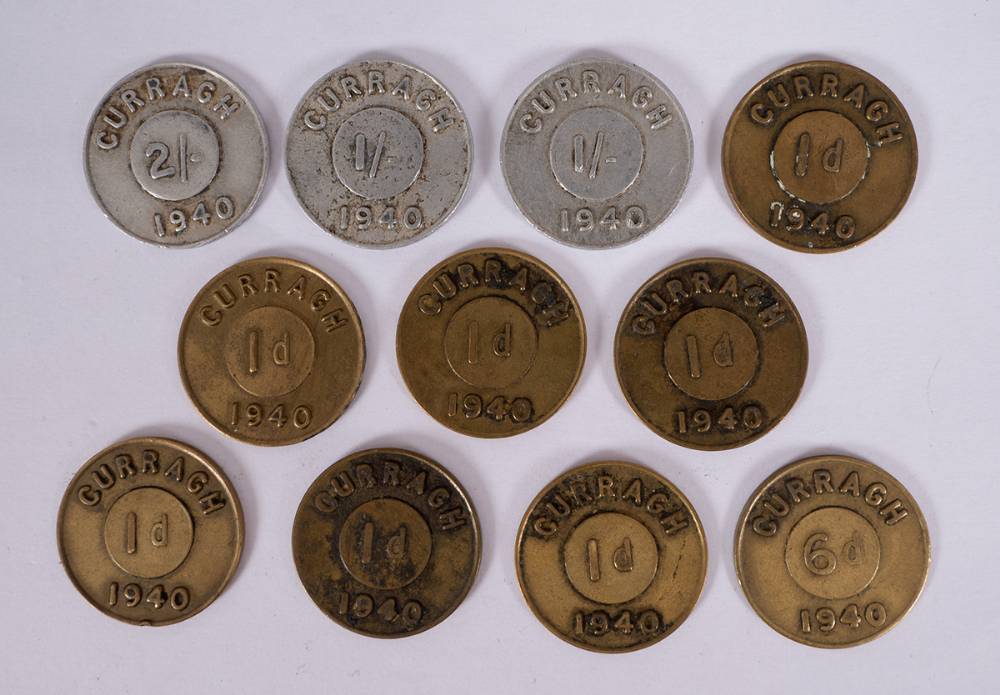 1940. Curragh Internment Camp tokens (11). at Whyte's Auctions