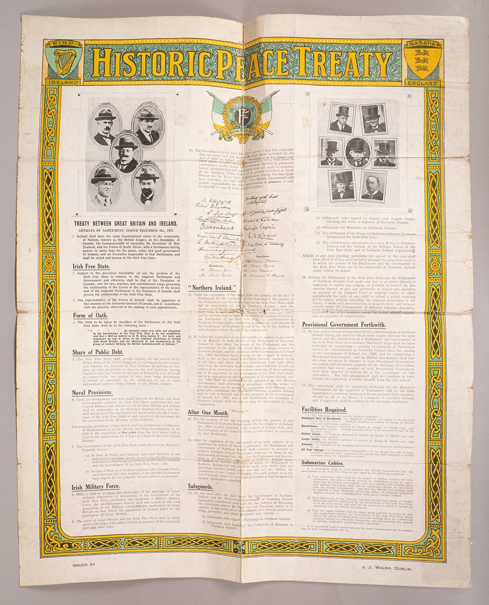 1921 'Historic Peace Treaty' rare contemporaneous poster. at Whyte's Auctions