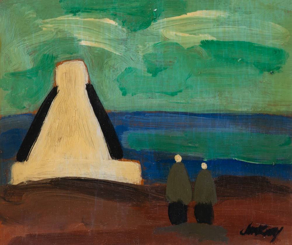 FIGURES AND COTTAGE by Markey Robinson sold for 1,200 at Whyte's Auctions