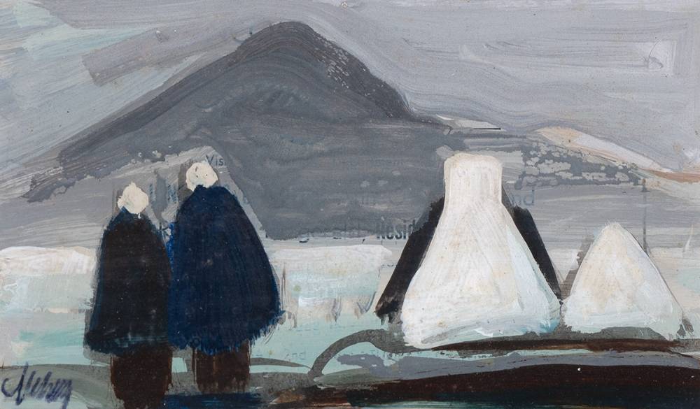 EVENING WALK, FIGURES WITH COTTAGES by Markey Robinson sold for 400 at Whyte's Auctions