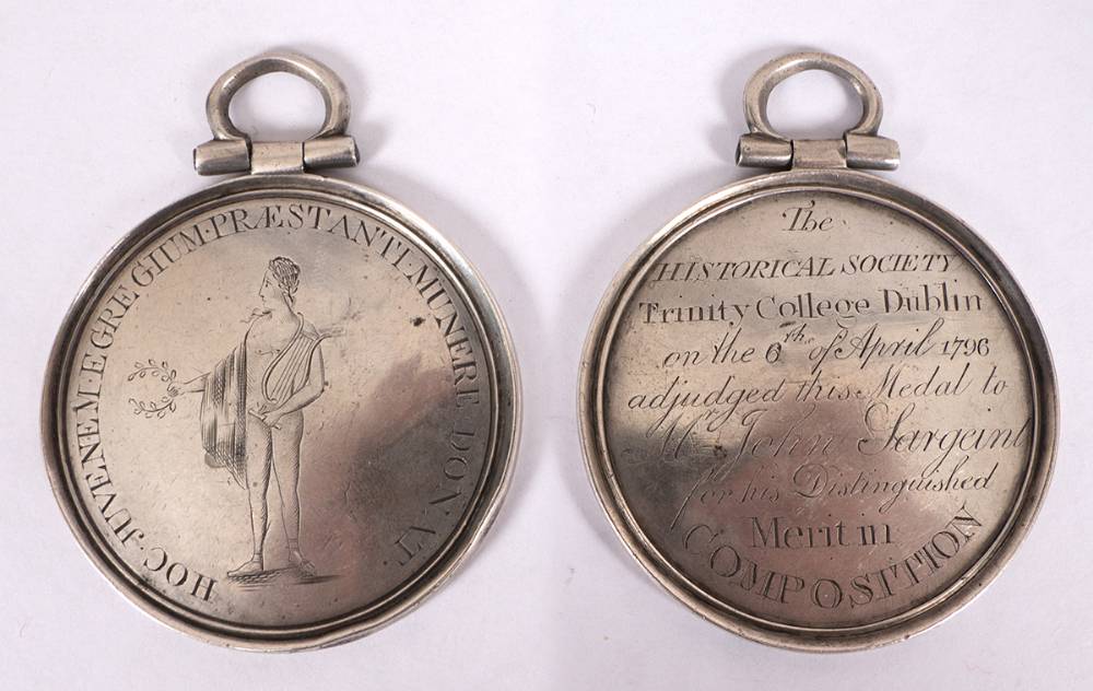 Trinity College Historical Society 1796 silver medal. at Whyte's Auctions