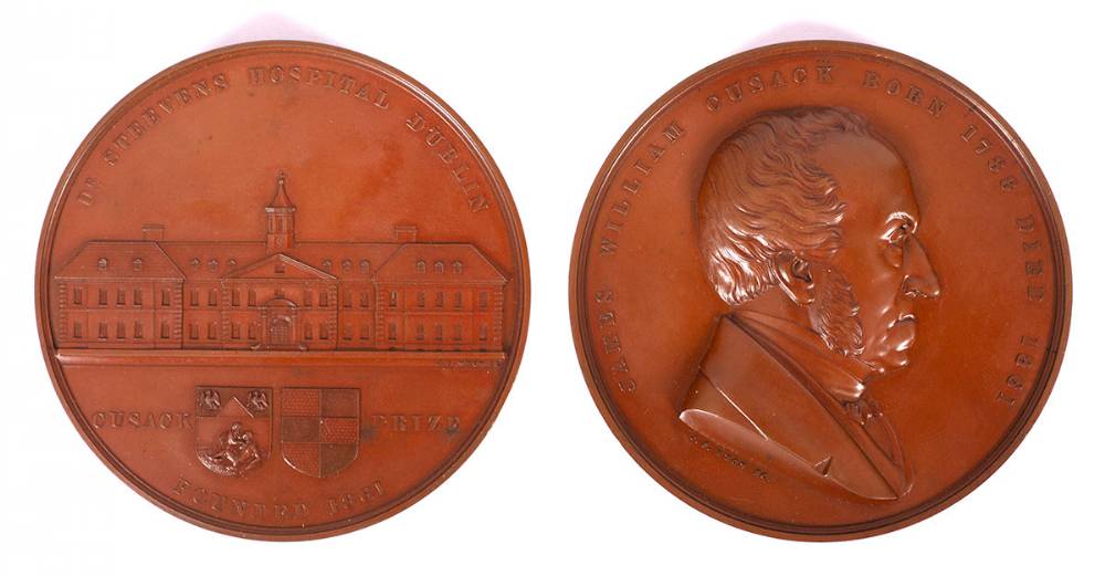 1861 Dr. Steevens Hospital Dublin Cusack Prize Medal and 1841 Sir Benjamin Brodie Medal at Whyte's Auctions