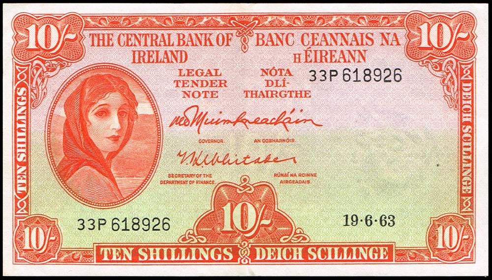 Central Bank 'Lady Lavery' One Pound (7) and Ten Shillings (19). at Whyte's Auctions