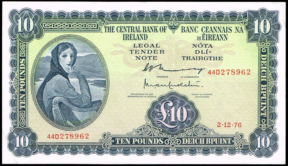 Central Bank B Series Ten Pounds collection (8) and two others. (10) at Whyte's Auctions