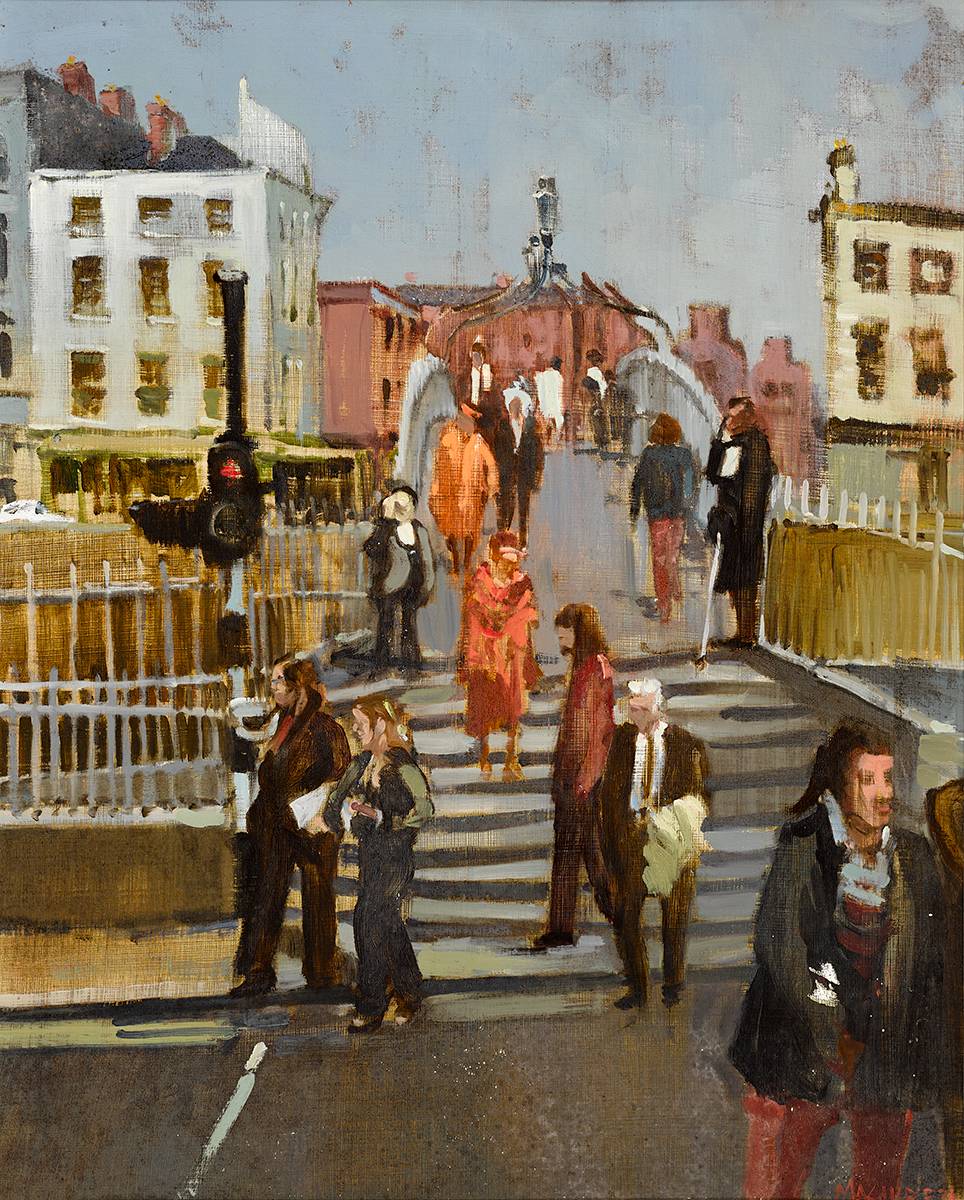 HA'PENNY BRIDGE, DUBLIN, 1974 by Cecil Maguire RHA RUA (1930-2020) at Whyte's Auctions