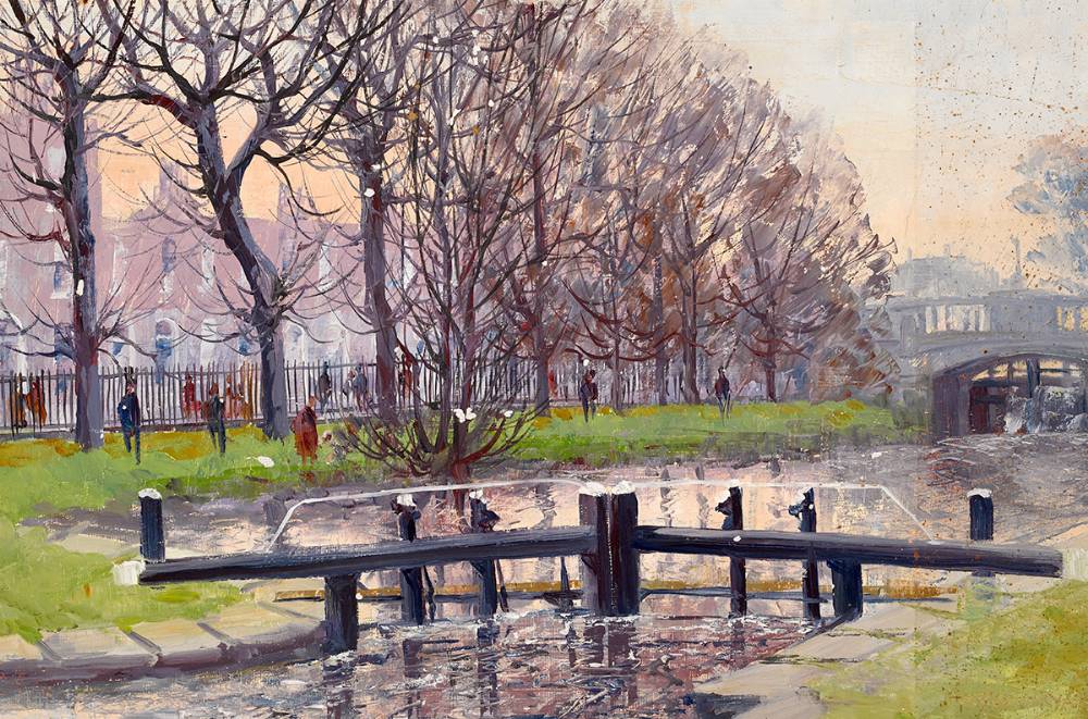 CANAL SCENE, PERCY PLACE, DUBLIN by Fergus O'Ryan RHA (1911-1989) at Whyte's Auctions