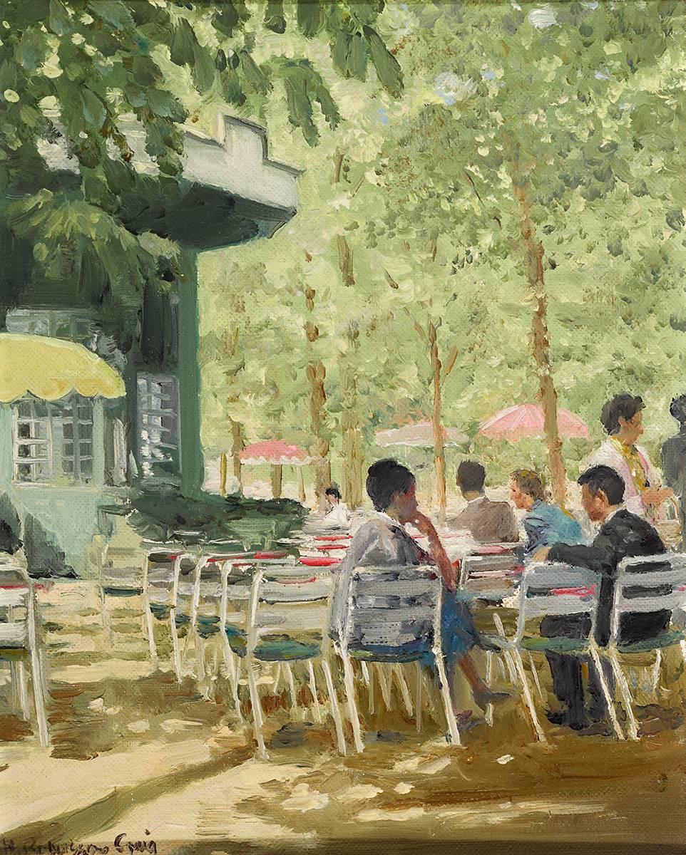 CAFE UNDER THE TREES, 1961 by Henry Robertson Craig RHA (1916-1984) at Whyte's Auctions