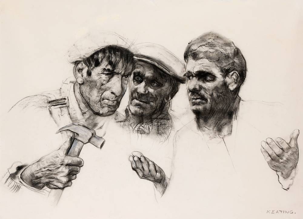 THREE IRISH WORKMEN, c.1971 by Sen Keating PPRHA HRA HRSA (1889-1977) at Whyte's Auctions