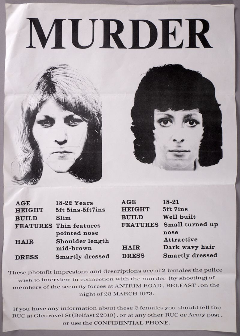 1973 (23 March) RUC 'wanted' poster for two women. at Whyte's Auctions