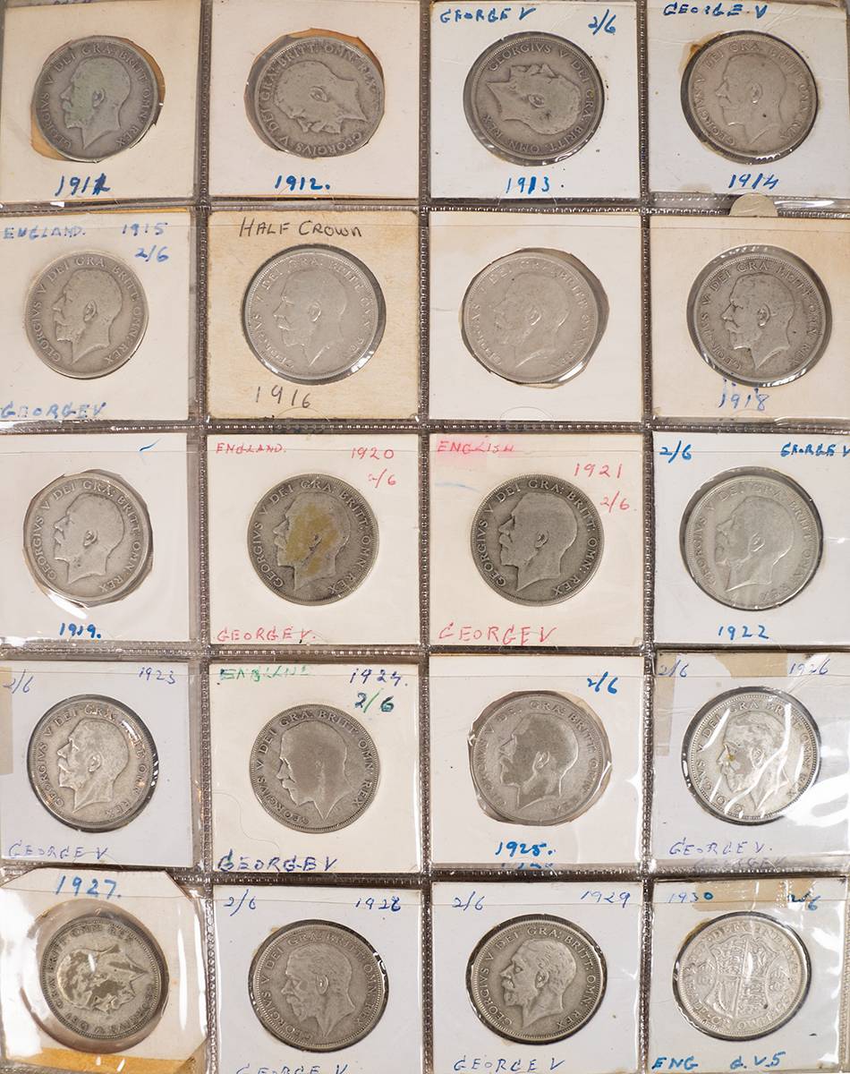 Collection of mainly silver coins in an album - Irish GB and some others. at Whyte's Auctions