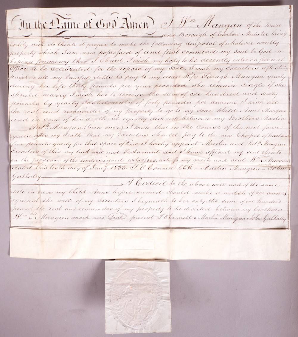 Early 19th century to mid 20th century Last Will and Testament documents (70+) at Whyte's Auctions