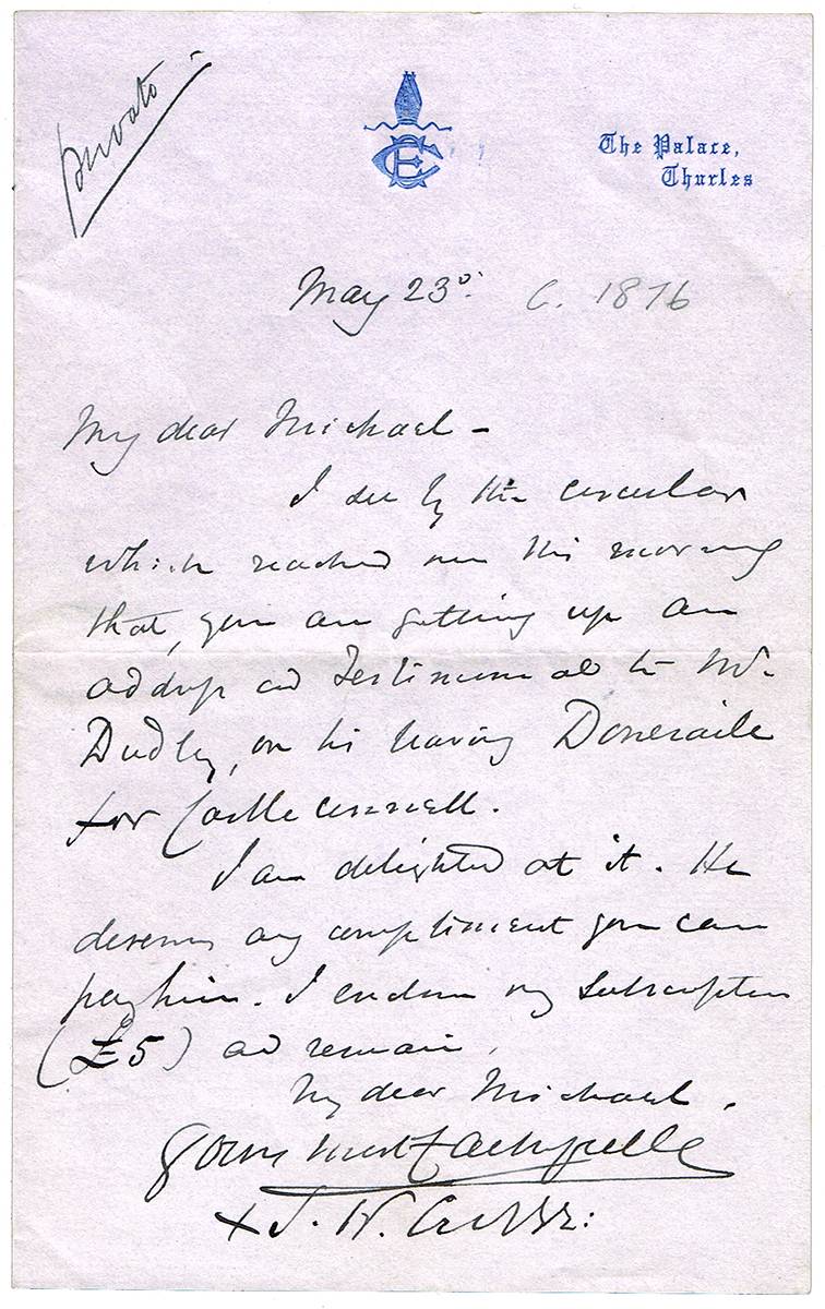 1858-1884 handwritten letter, accounts book signed by Archbishop Thomas Croke, GAA founder. (3) at Whyte's Auctions