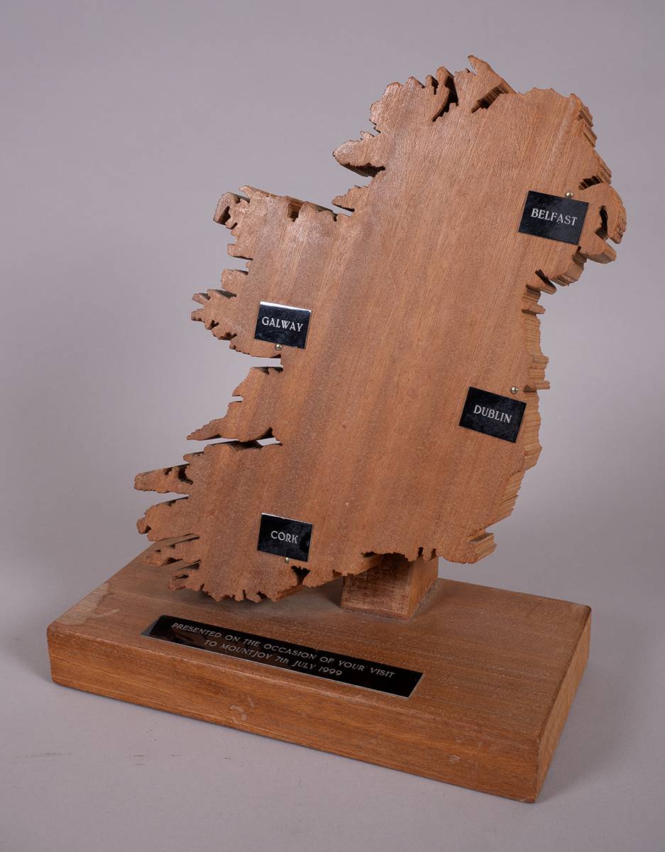 1999 (7 July) carved wooden map of Ireland, apparently made by prisoners. at Whyte's Auctions