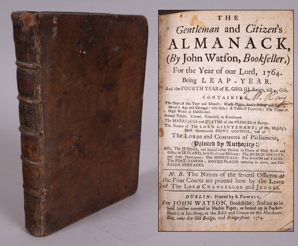 1764. The Gentleman and Citizen's Almanack by John Watson, Bookseller at Whyte's Auctions