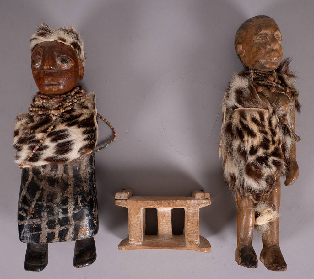 19th/20th century models of an African couple in leopardskin cloaks. at Whyte's Auctions