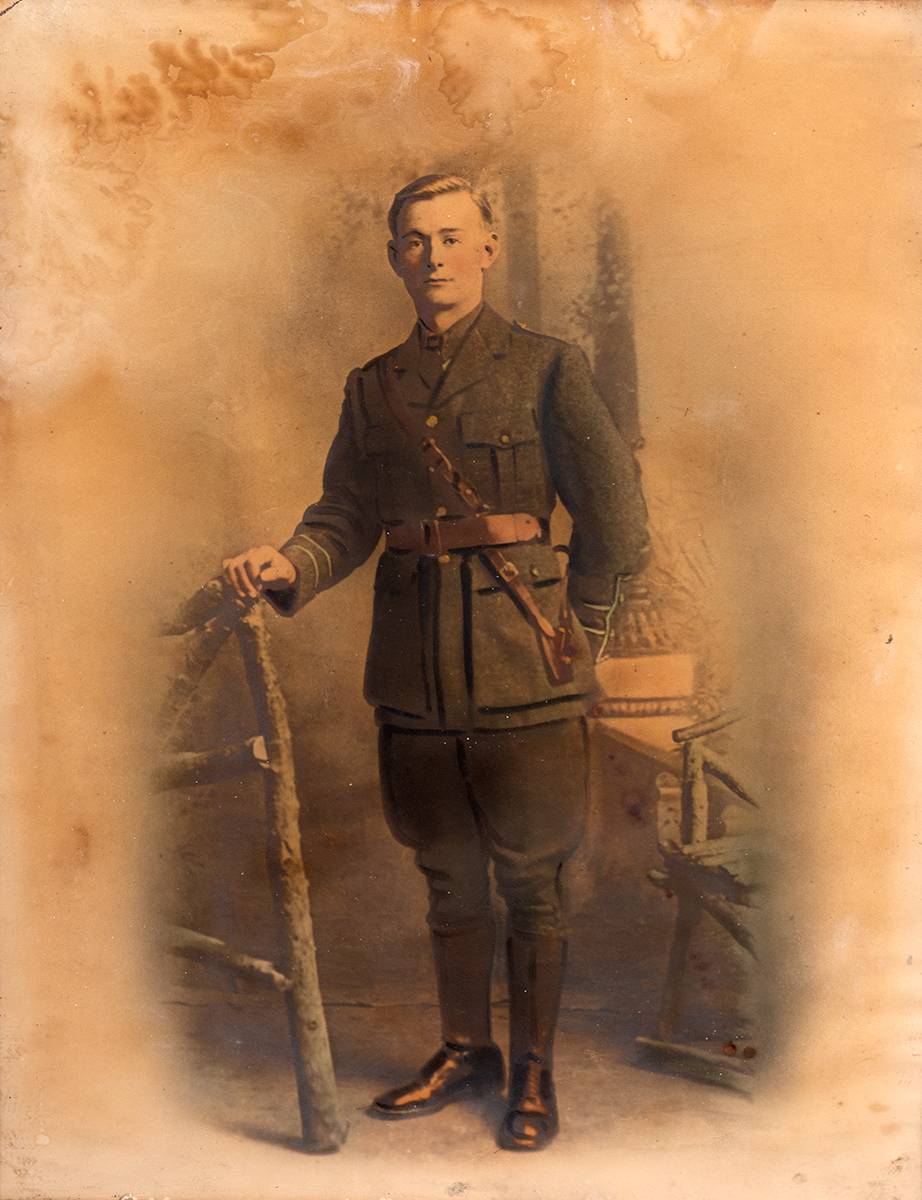 Circa 1916. Large photograph of a young man in Irish Volunteer uniform. at Whyte's Auctions