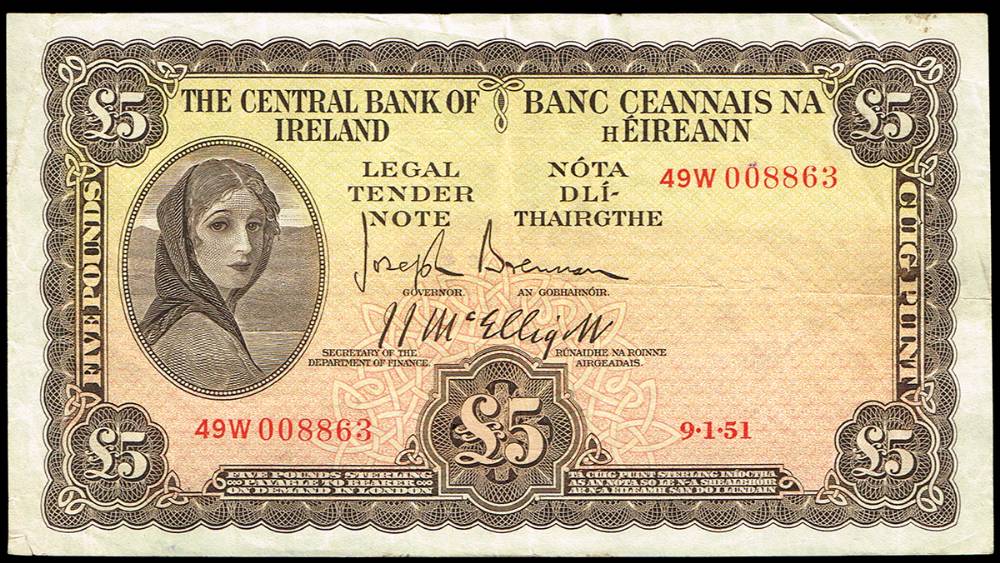 Central Bank Lavery Five Pounds collection 1947-1975. (10) at Whyte's Auctions