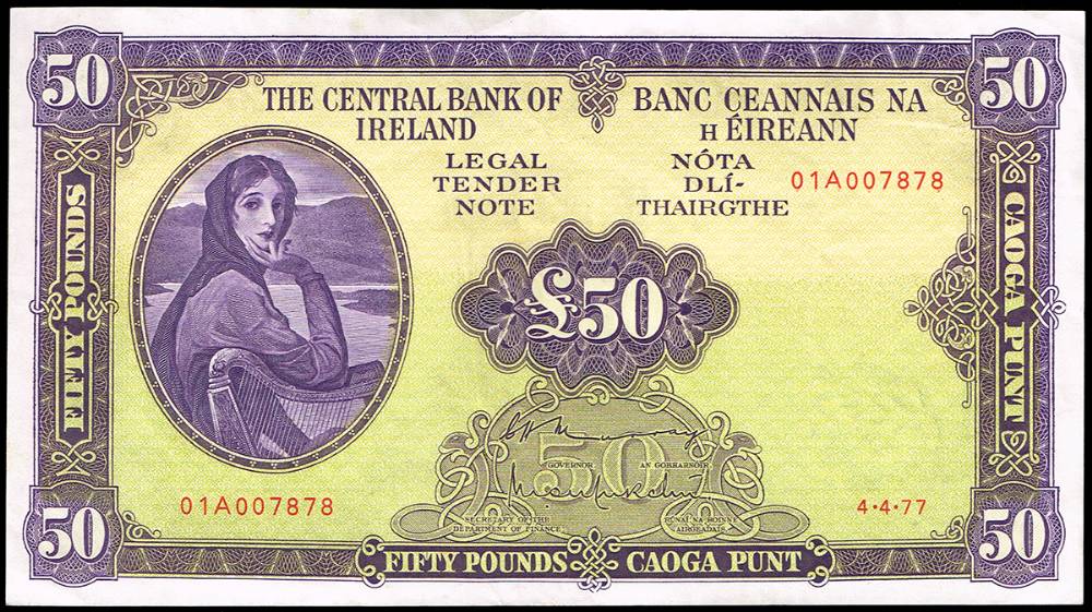 Central Bank Lavery Fifty Pounds, 4-4-77 at Whyte's Auctions