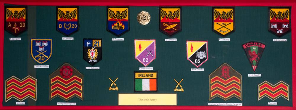 Irish Army badges collection, framed. (18). at Whyte's Auctions