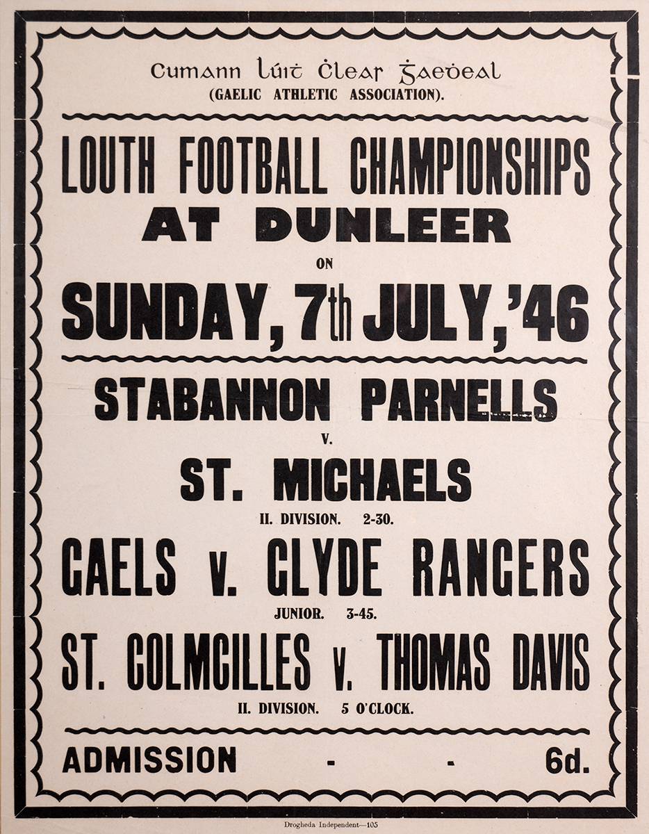 GAA. 1946 Louth Football Championship poster. at Whyte's Auctions
