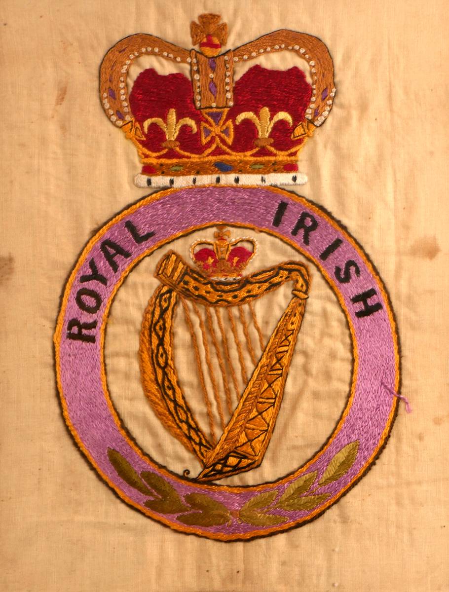 Royal Irish Regiment needlework crest. at Whyte's Auctions