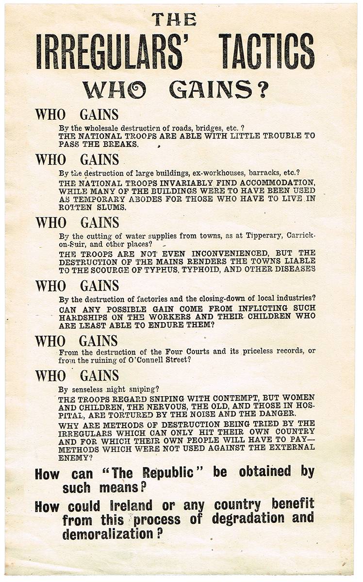 1922. Civil War: Provisional Government leaflet. at Whyte's Auctions