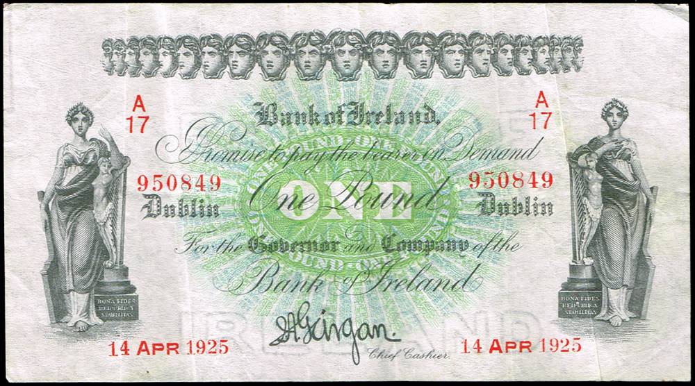 Bank of Ireland Dublin One Pound 11-Apr-1925. at Whyte's Auctions