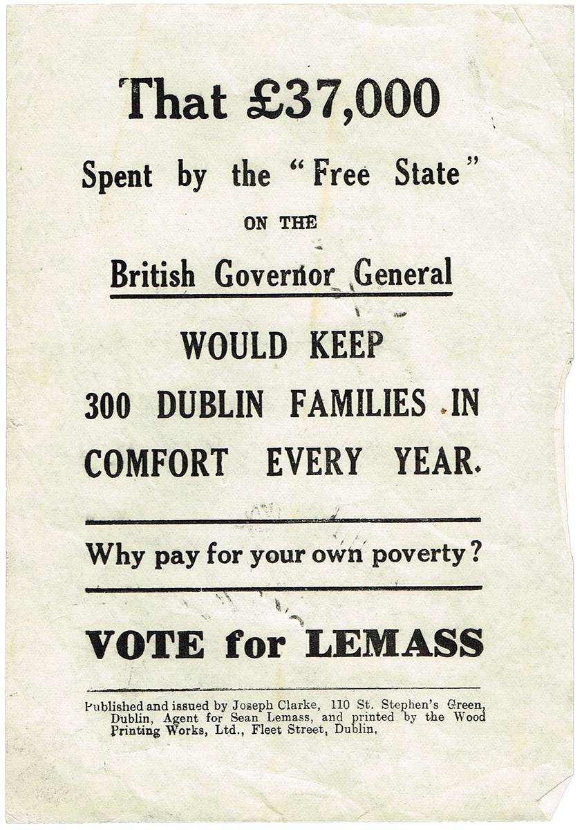 1924 (18 November) General election leaflets for Sen Lemass (4) at Whyte's Auctions