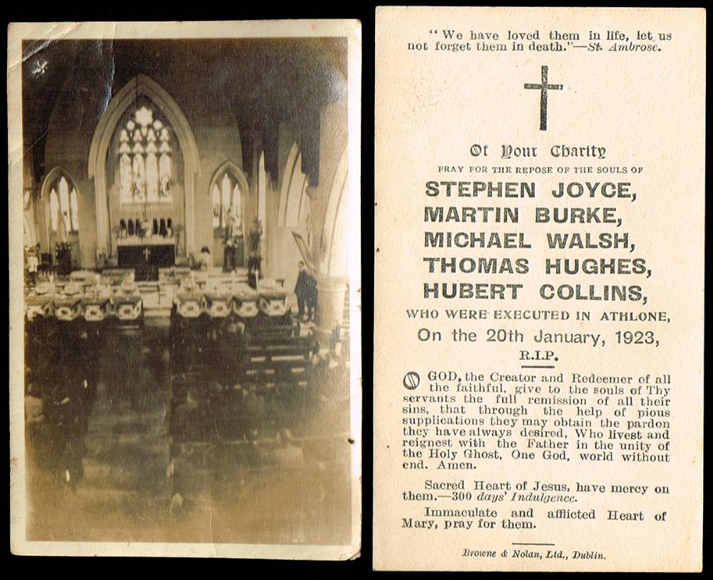 1923 (20 January) In Memoriam Card for five Volunteers executed in Athlone. at Whyte's Auctions
