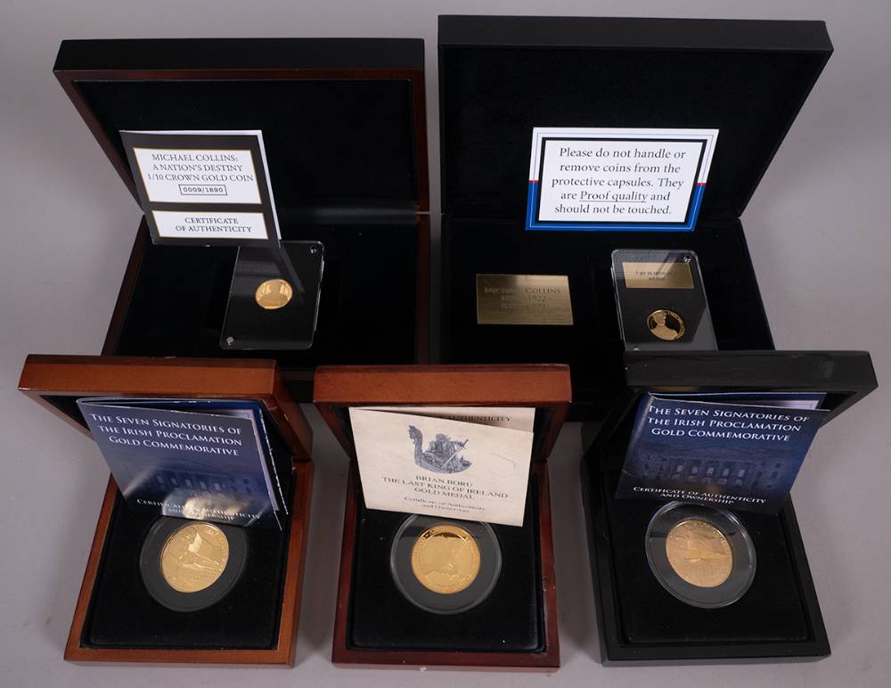 1922-2022 Michael Collins Centenary collection of gold medals. (5) at Whyte's Auctions