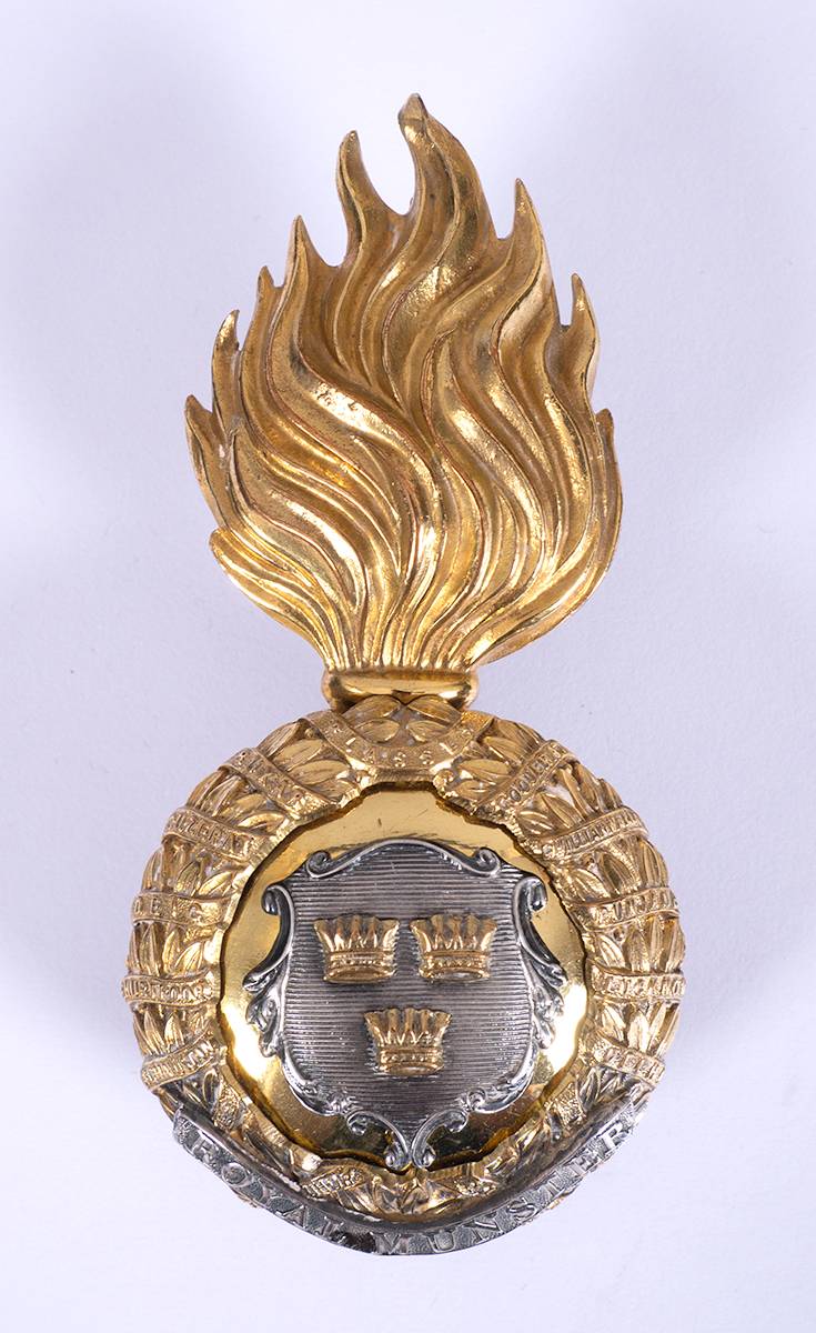 Royal Munster Fusiliers officer's bearskin badge. at Whyte's Auctions