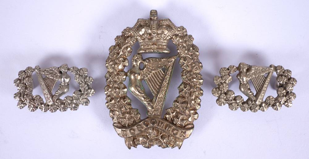 Roscommon militia officer's cap badge and collar badges. at Whyte's Auctions