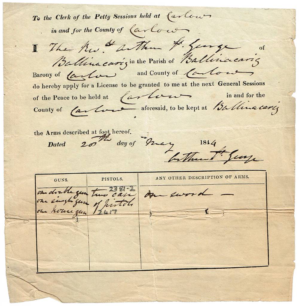 1843-1846 - Applications for firearms licences at Whyte's Auctions