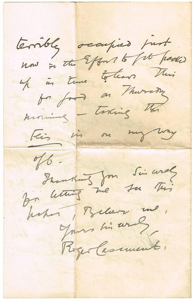 [1916] Roger Casement handwritten letter and Putomayo Atrocities printed report. at Whyte's Auctions