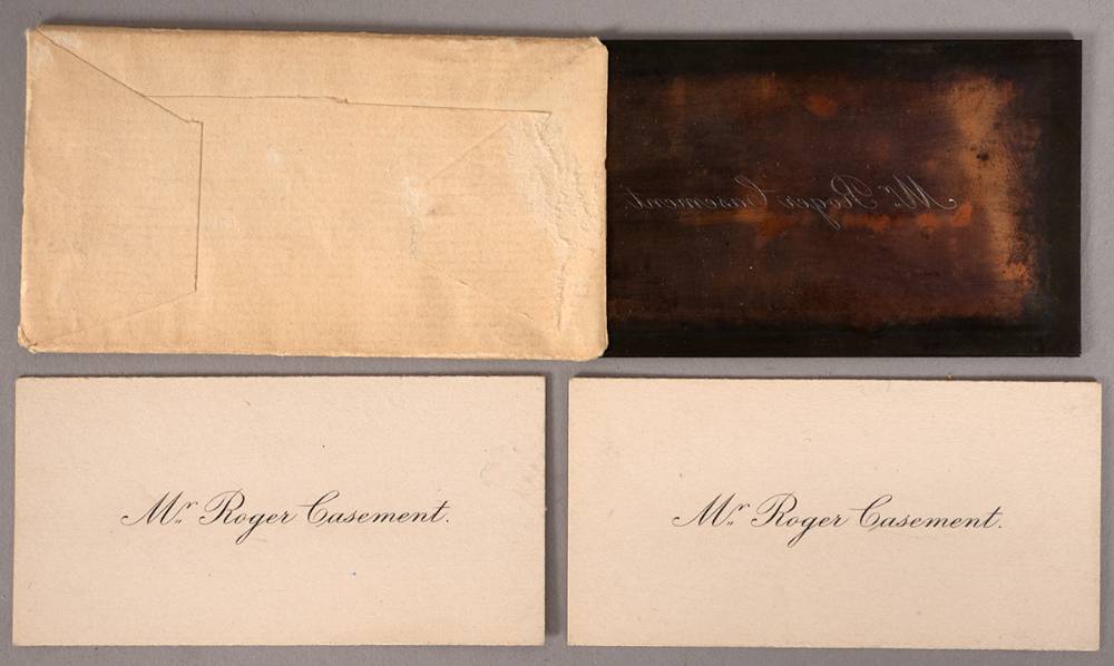 [1916]. Roger Casement's calling card and printing plate. at Whyte's Auctions