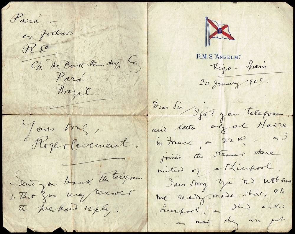 [1916] Roger Casement handwritten letter at Whyte's Auctions