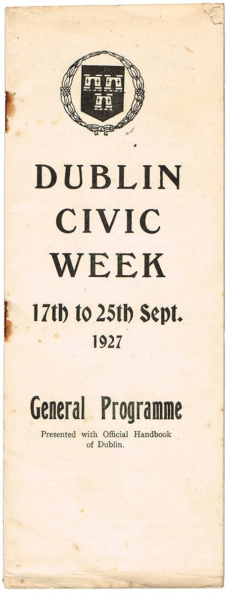 1927 Dublin Civic Week (3) and Irish Film Society 1957-1975 (26) programmes and other ephemera. at Whyte's Auctions