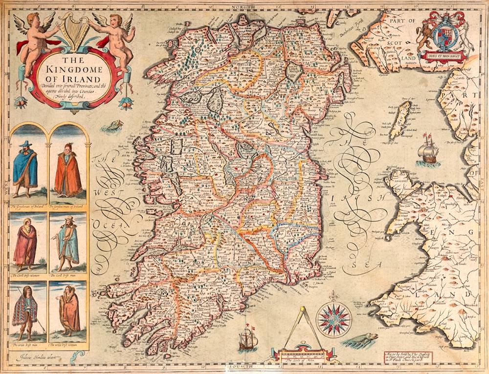 1676. 'The Kingdome of Irland' map by John Speed, at Whyte's Auctions