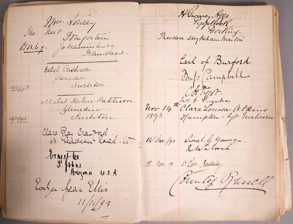1892-1894. A guest book including signatures of Oscar Wilde, Edith Somerville and others. at Whyte's Auctions
