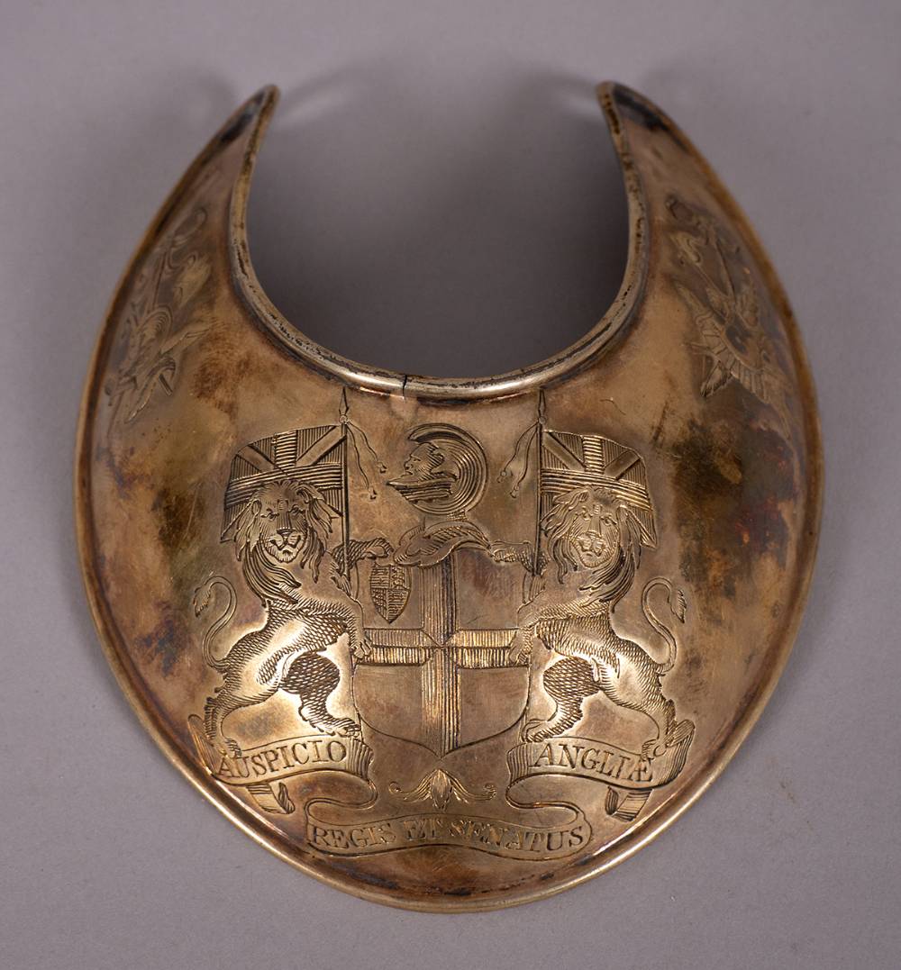 Late 18th century East India Company officer's gorget. at Whyte's Auctions