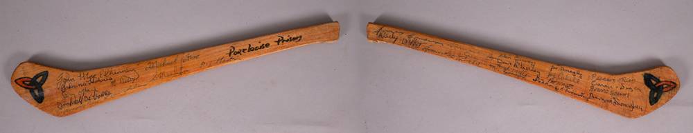 Circa 1974. A miniature hurley signed by over 20 Republican prisoners in Port Laoise Jail. at Whyte's Auctions