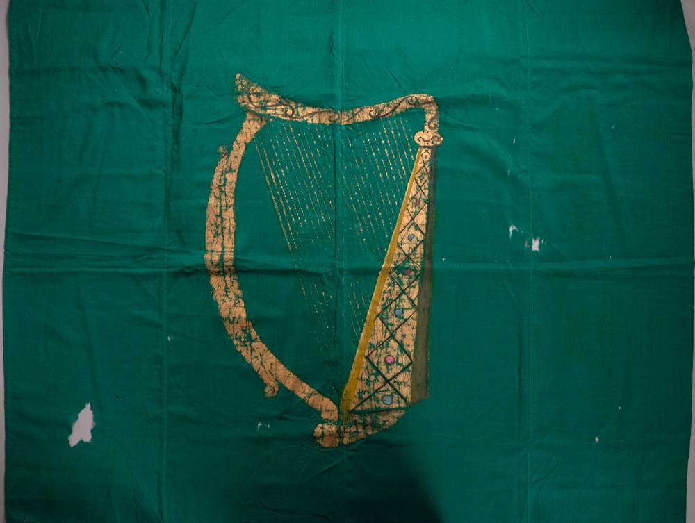 20th century Irish Harp on green flag. at Whyte's Auctions