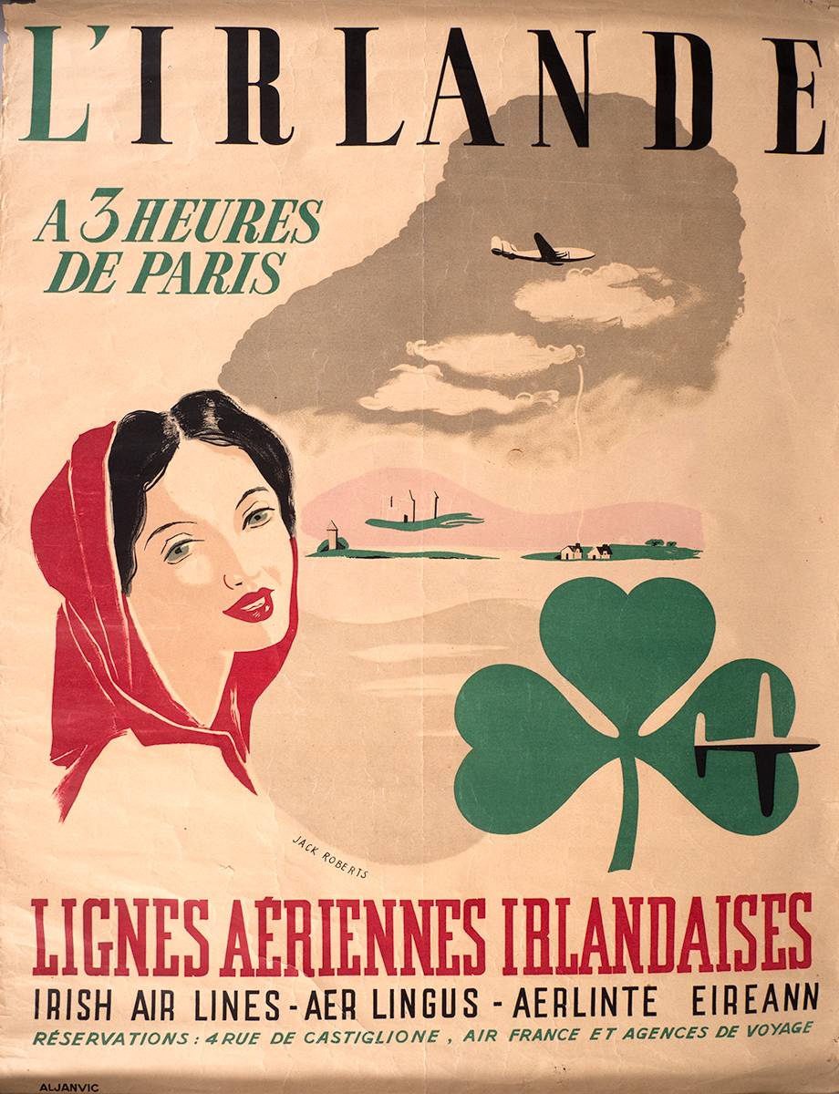 Aer Lingus late 1940s poster in French. at Whyte's Auctions