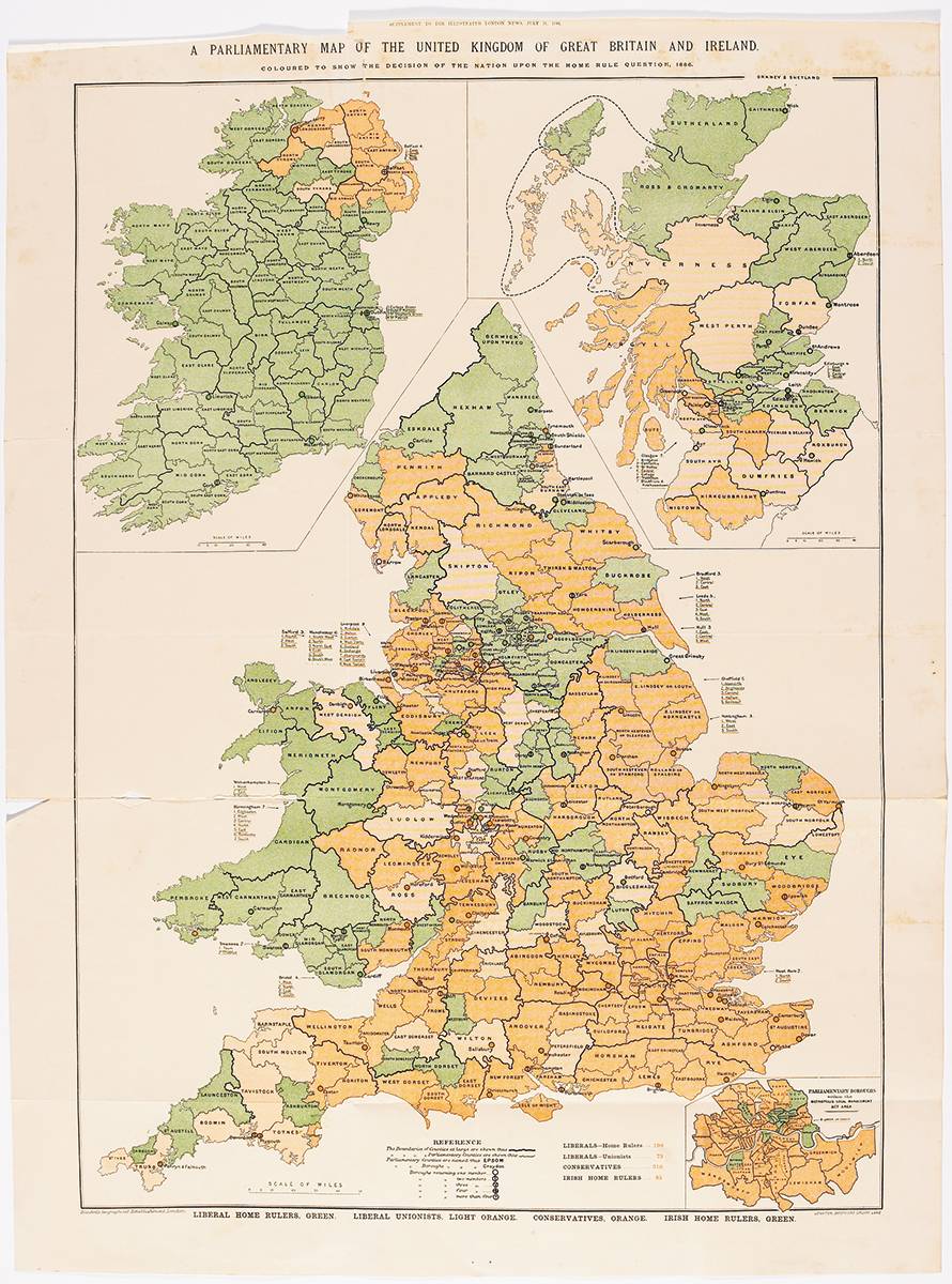 1886 Parliamentary Map of the United Kingdom of Great Britain and Ireland. at Whyte's Auctions