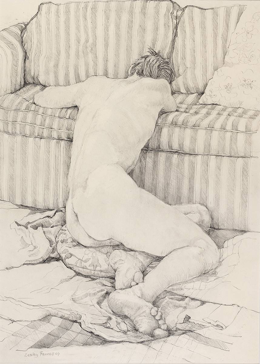 FIGURE AND STRIPED COUCH, 2007 by Lesley Fennell (20th/21st Century) at Whyte's Auctions