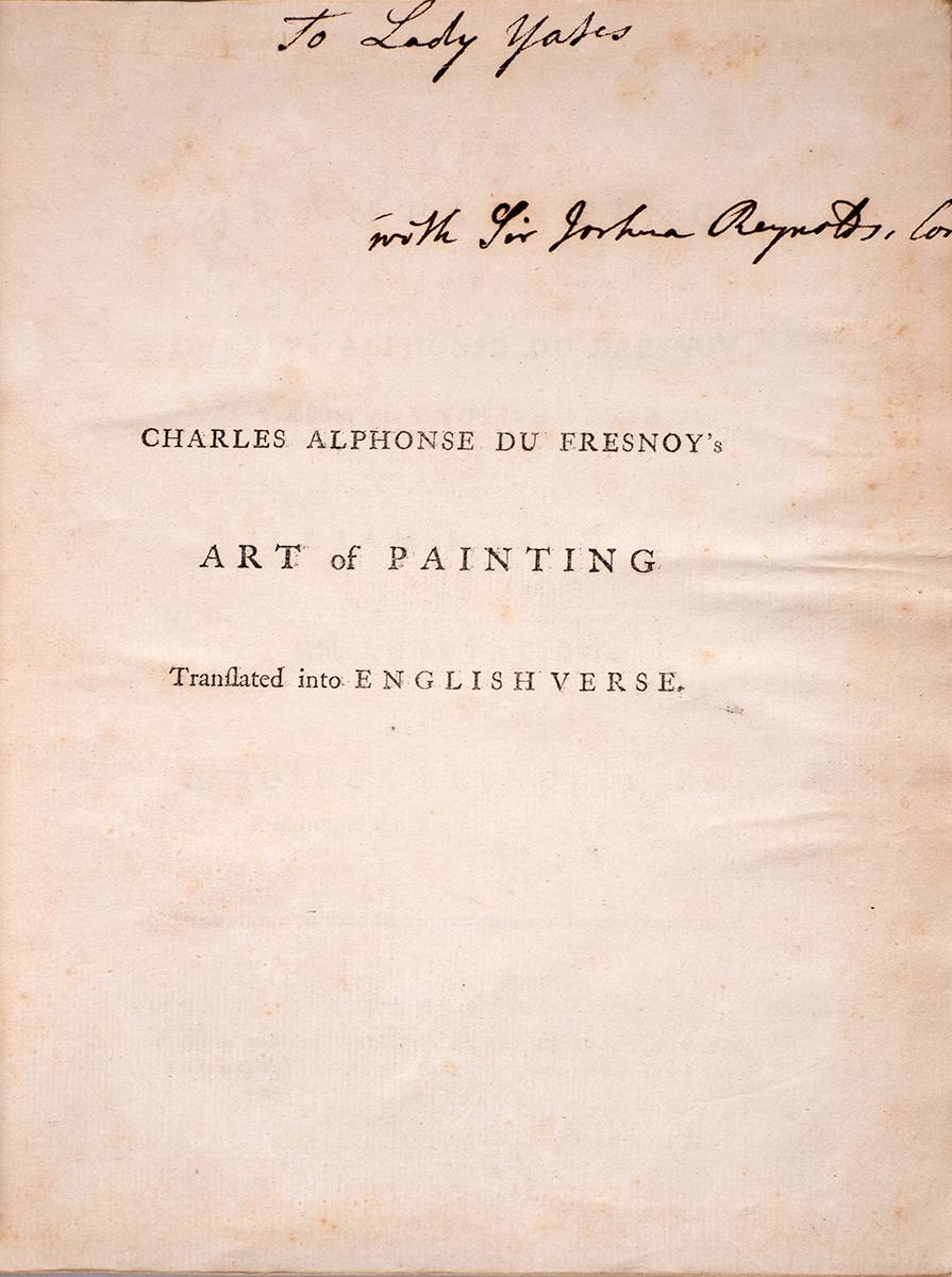 Charles Alphonse du Fresnoy and Sir Joshua Reynolds. The Art of Painting. Signed by Reynolds. at Whyte's Auctions