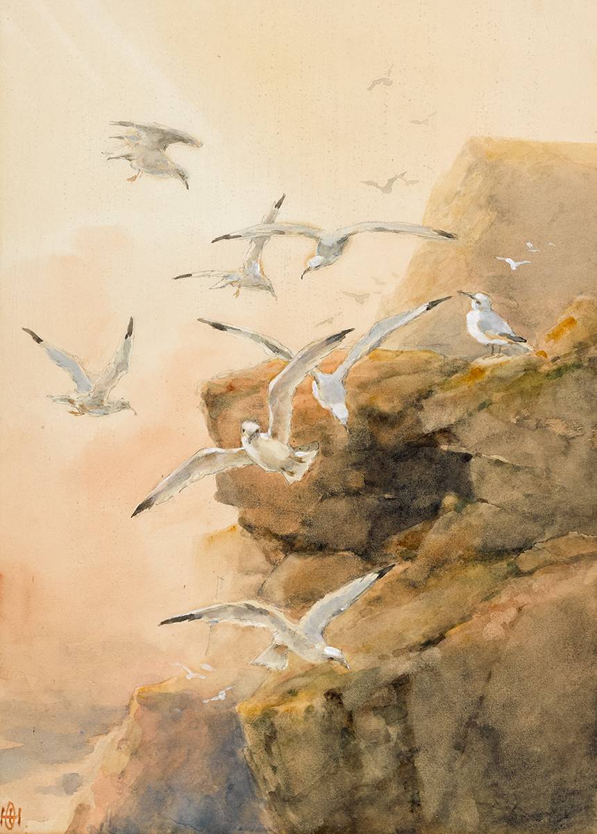 GULLS ON THE CLIFFTOP by Helen O'Hara (1846-1920) at Whyte's Auctions