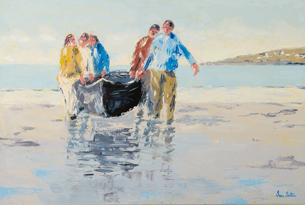 LIFTING UP THE CURRACH by Ivan Sutton (b.1944) at Whyte's Auctions